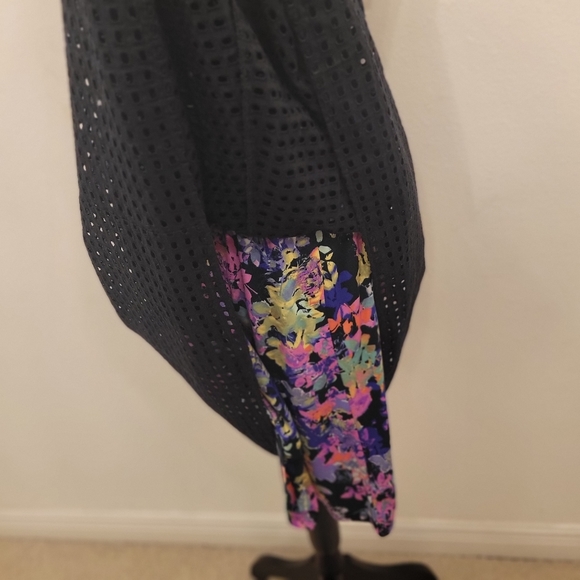 Lane Bryant Size 18 Fit & Flare Party Dress Sleeveless Black Eyelet Line V Neck - Picture 9 of 12